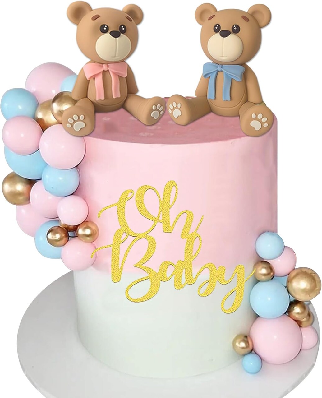 Gender Reveal Bear Cake Toppers Bear Balls Cake Decorations for Boy Girl Baby Shower Gender Reveal Birthday Party Decorations (Gender Reveal)